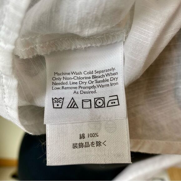 EDDIE BAUER White Button Down Top Shirt Blue Embroidered Floral Cotton - Picture 11 of 12